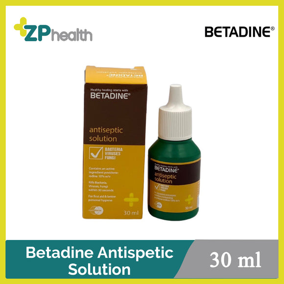 Betadine Antiseptic Solution 10% 30ml (အနာကျက်ပိုးသတ်ဆေးရည်)