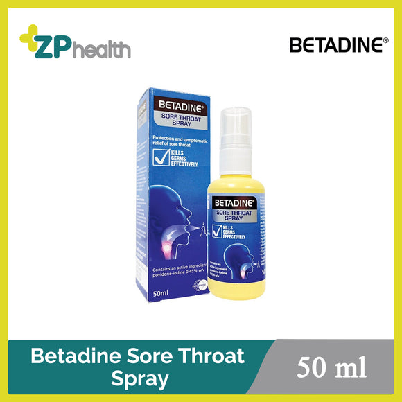 Betadine Sore throat Spray 0.45% 50ml(လည်ချောင်းနာသက်သာဖြန်းဆေး)