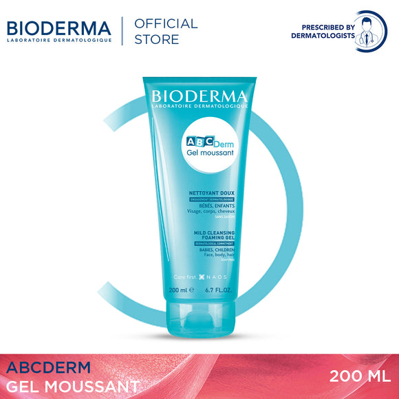 Bioderma ABCDerm Gel Moussant  - 200 ML (Baby Shower Gel, Baby Wash, Baby Shampoo)