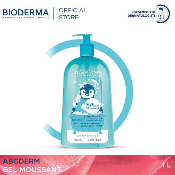 Bioderma ABCDerm Gel Moussant  - 1L (Baby Shower Gel, Baby Wash, Baby Shampoo)