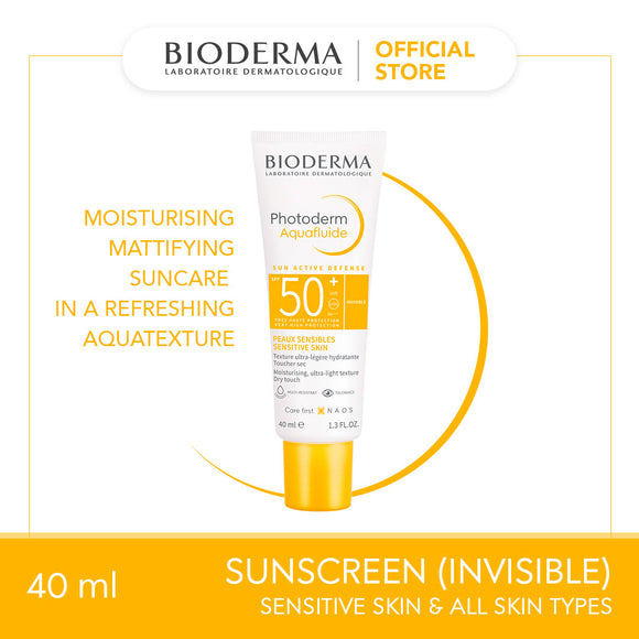 Bioderma Photoderm Aquafluide Neutre SPF50+ Moisturizing Mattifying Sunscreen in a Refreshing  Aqua-texture  (All Skin Types including Sensitive Skin) - 40 ML