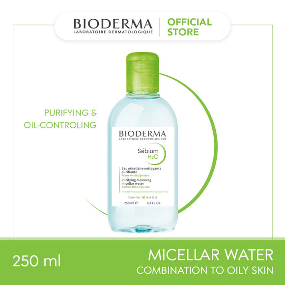 Bioderma Sebium H2O Purifying Micellar Water (Facial Non-Rinse Cleanser for Oily, Acne-Prone Skin) - 250 ML