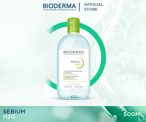 Bioderma Sebium H2O Purifying Micellar Water (Facial Non-Rinse Cleanser for Oily, Acne-Prone Skin) - 500 ML
