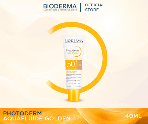 Bioderma Photoderm Aquafluide Golden SPF50+ Moisturizing Mattifying Sunscreen in a Refreshing  Aqua-texture  (All Skin Types including Sensitive Skin) - 40 ML
